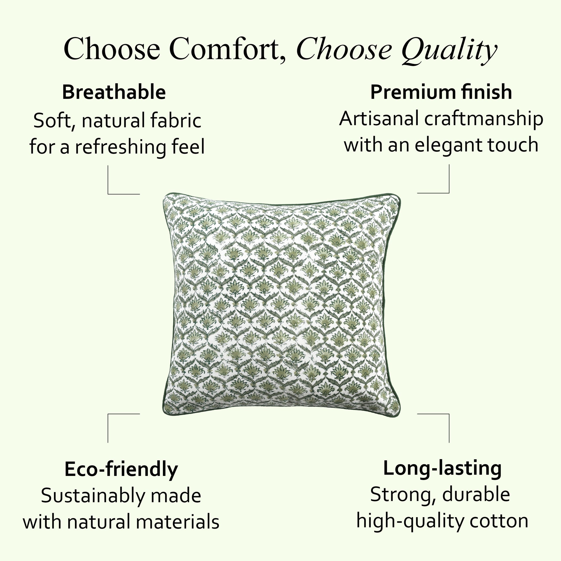 Boho Cotton Pillow Covers - Moss Green (Set of 2)