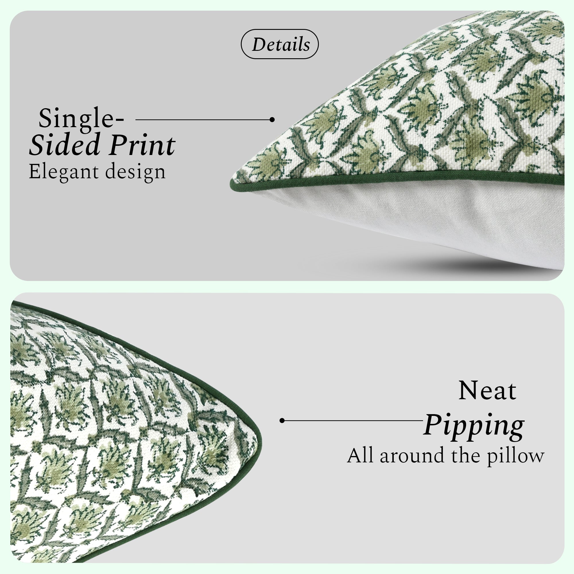 Boho Cotton Pillow Covers - Moss Green (Set of 2)