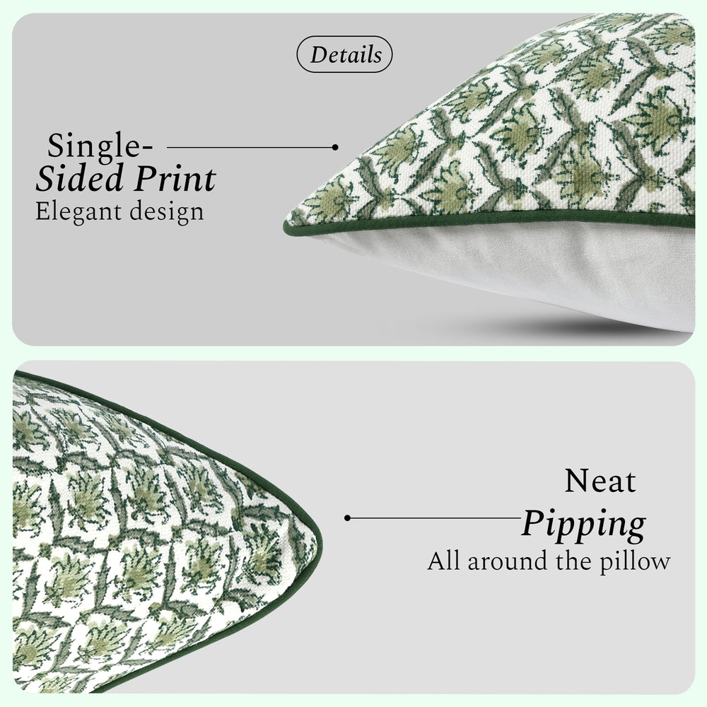 Boho Cotton Pillow Covers - Moss Green (Set of 2)