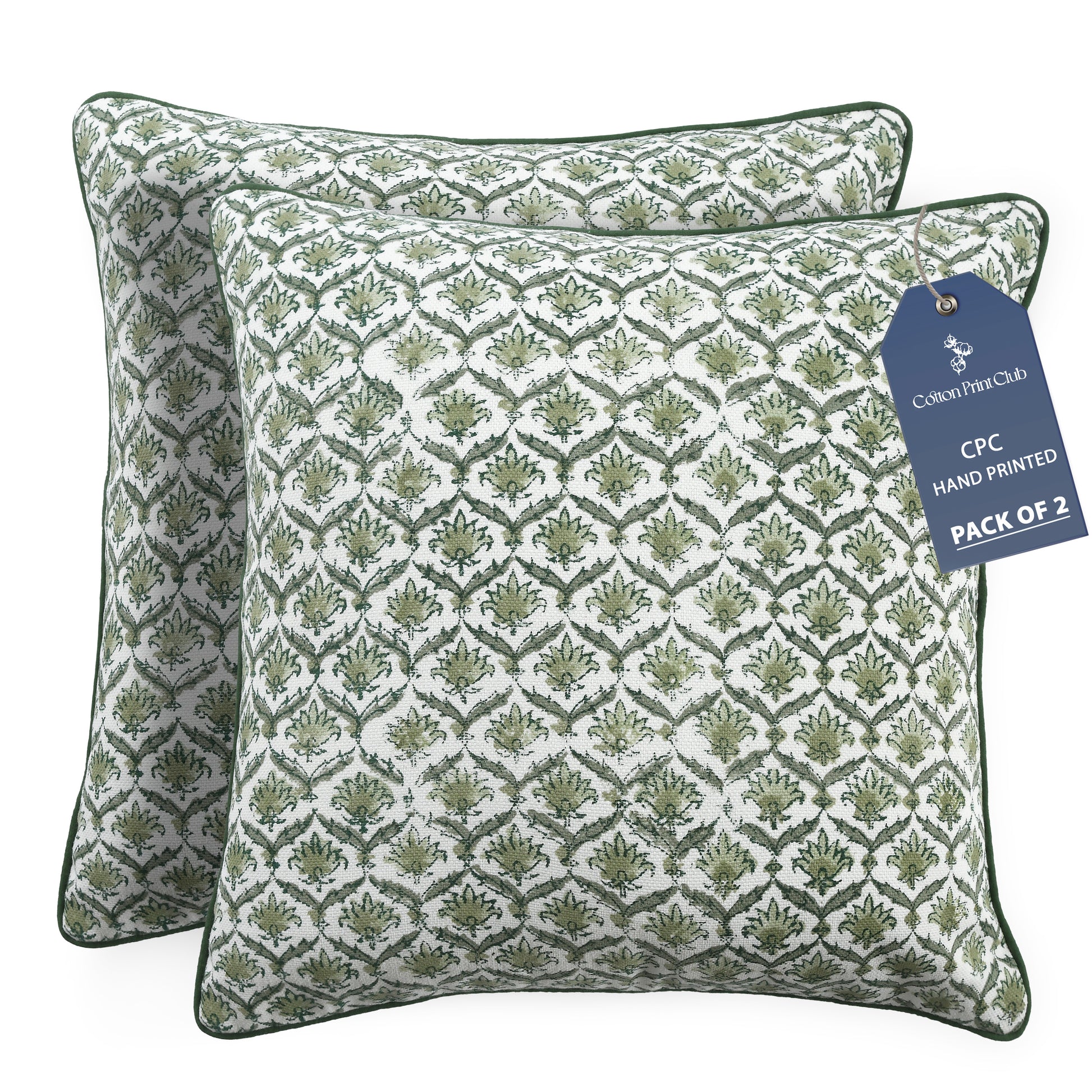 Boho Cotton Pillow Covers - Moss Green (Set of 2)