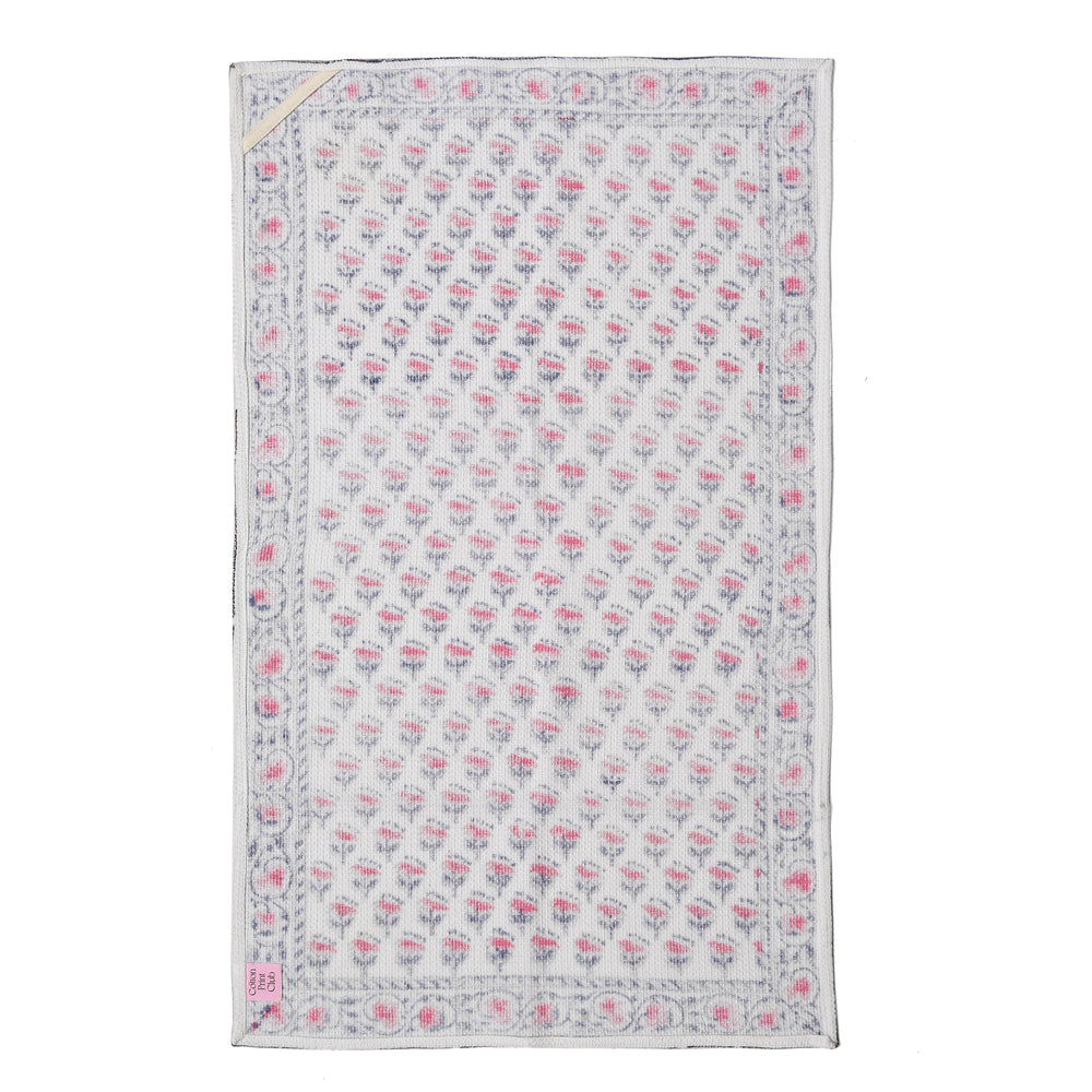 Flat lay of full towel displaying the full hand block printed pattern

