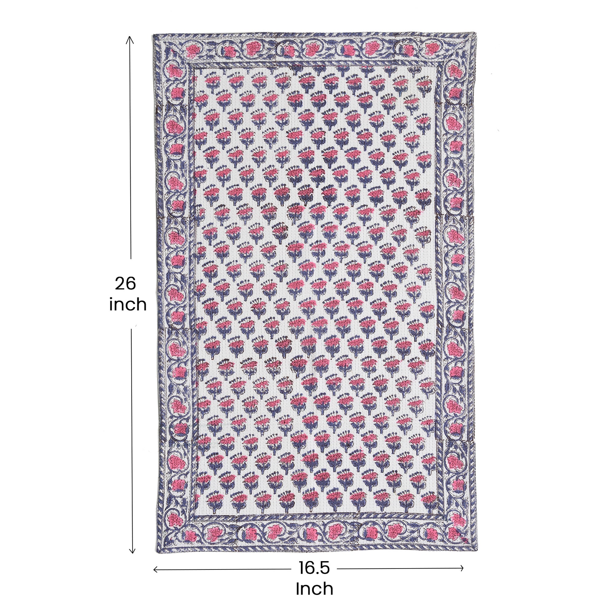 Flat lay of full towel displaying the full hand block printed pattern

