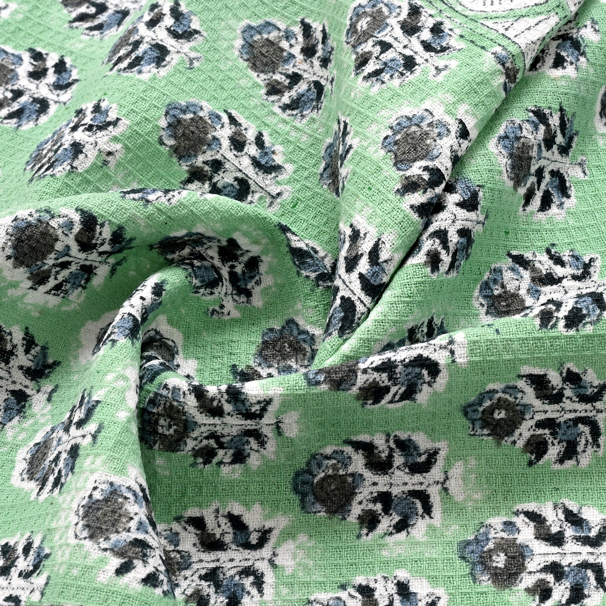 Hand Block Printed Waffle Kitchen Towels – Poppy Blue