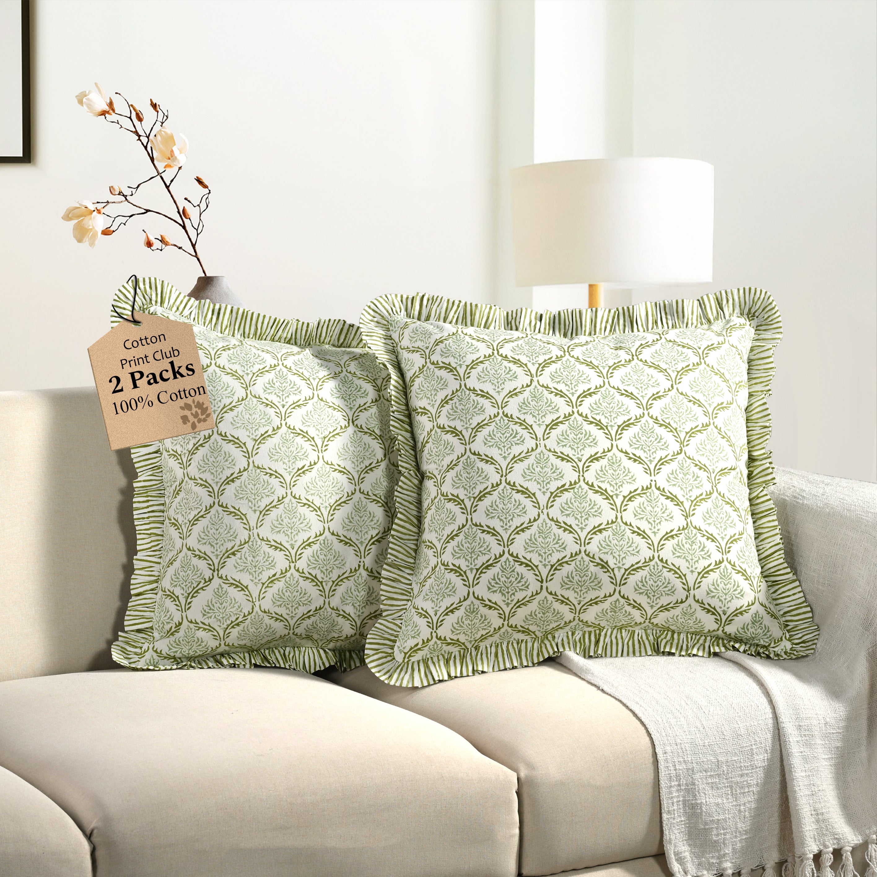 Ruffle Throw Pillow Covers - Fern Regal