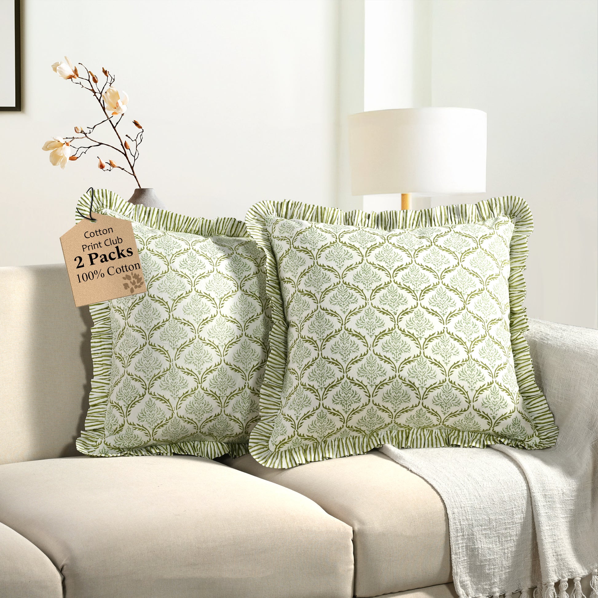 Ruffle Throw Pillow Covers - Fern Regal