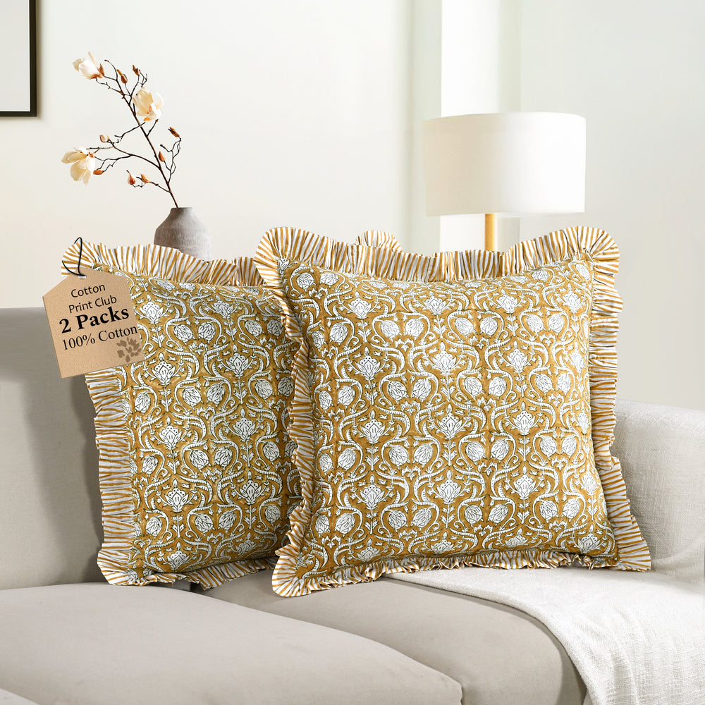 Ruffle Pillow Cover - Mustard Regal
