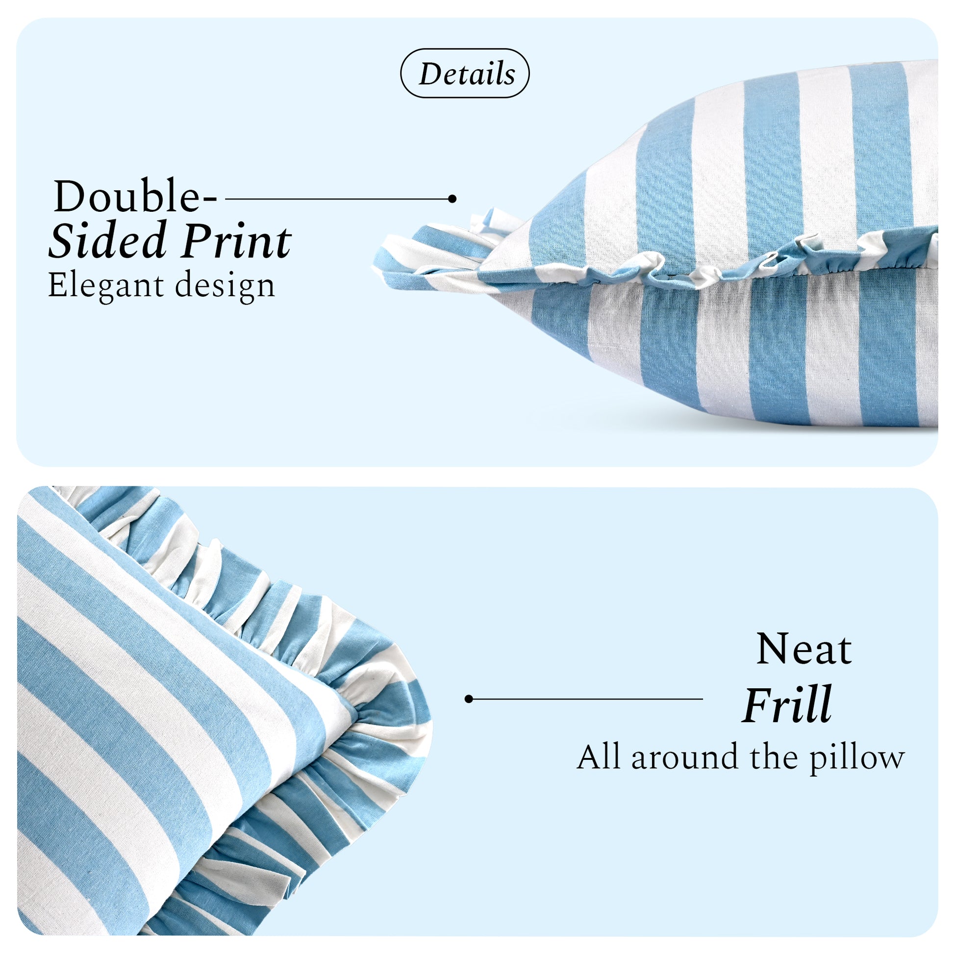 Blue Striped Cotton Ruffle Sham Cover