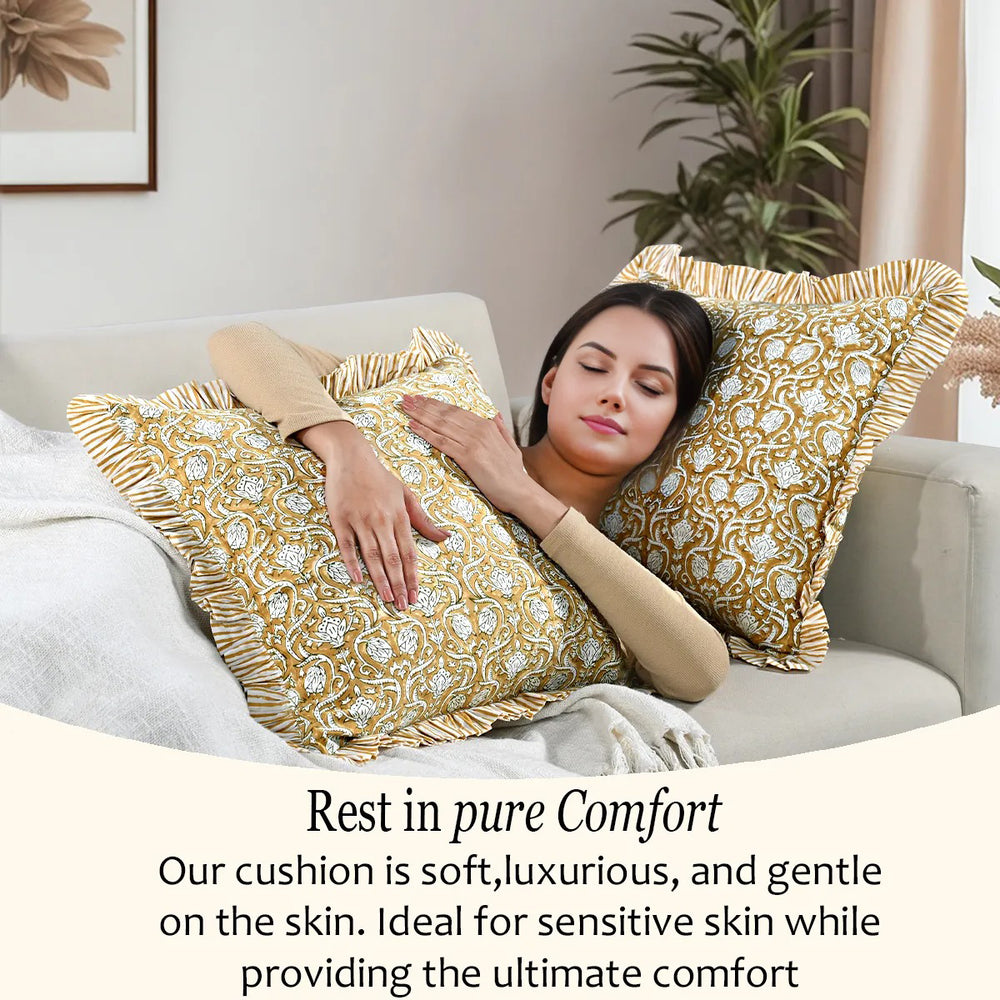 Ruffle Pillow Cover - Mustard Regal