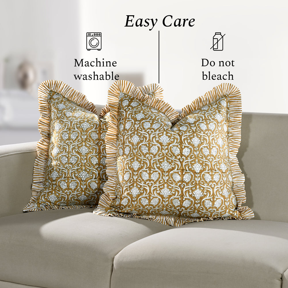 Ruffle Pillow Cover - Mustard Regal
