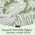 Fabric with a zipper and green and white pattern