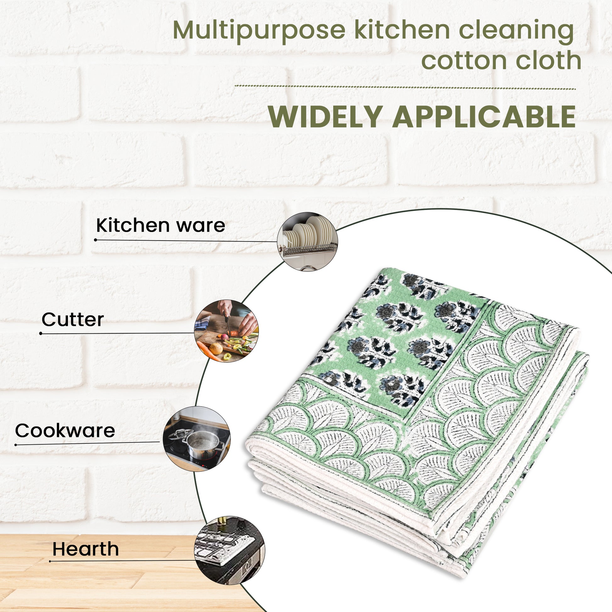 Hand Block Printed Waffle Kitchen Towels – Poppy Blue