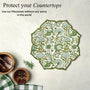 Botanical-inspired embroidered placemat in agate green