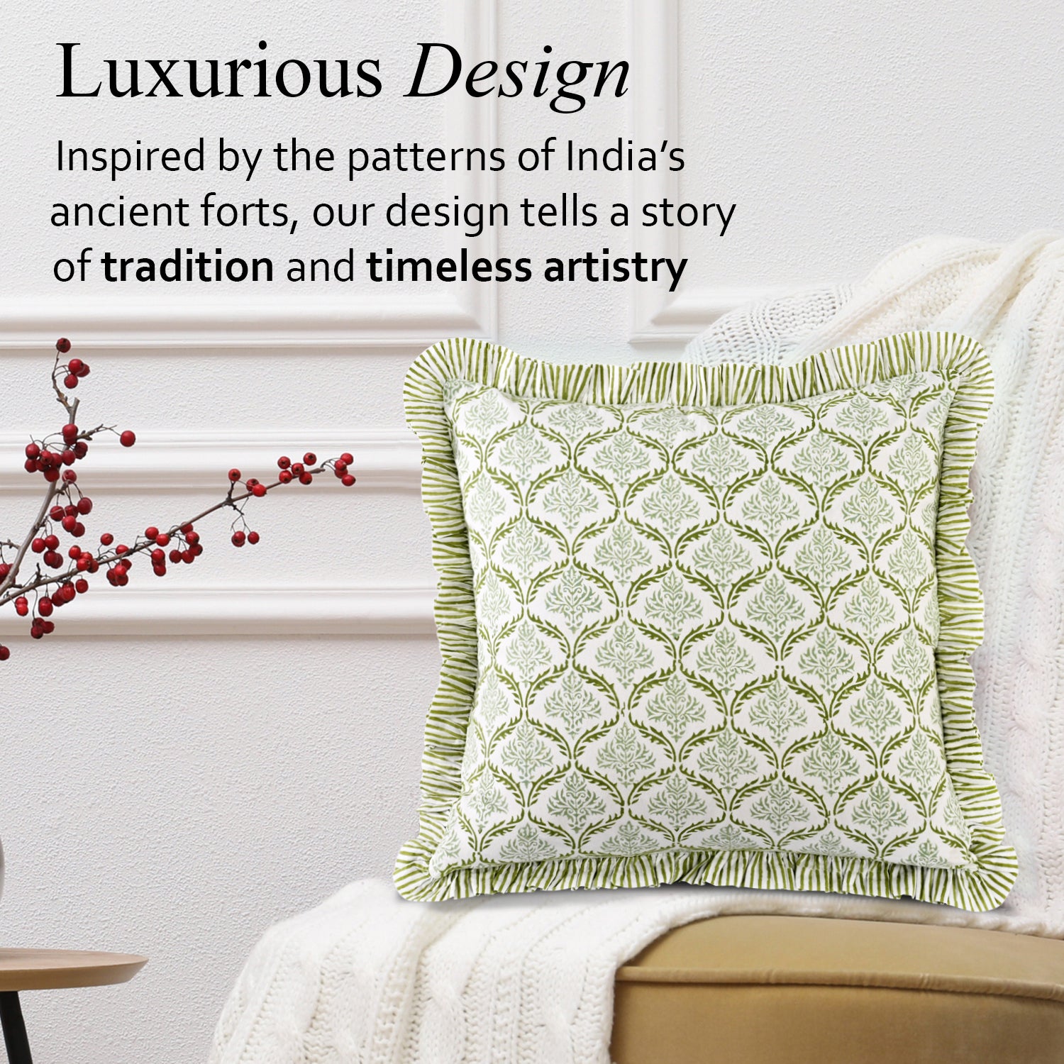 Ruffle Throw Pillow Covers - Fern Regal