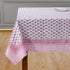 Pink Sapphire Cotton Tablecloth on Farmhouse Kitchen Table