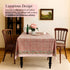 Poppy Pink Cotton Tablecloth on Farmhouse Table