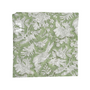 Flat lay of single folded green floral napkin