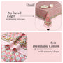 Poppy Pink Cotton Tablecloth on Farmhouse Table