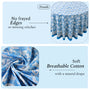 blue and white indian floral 100% cotton breathable round tablecloth