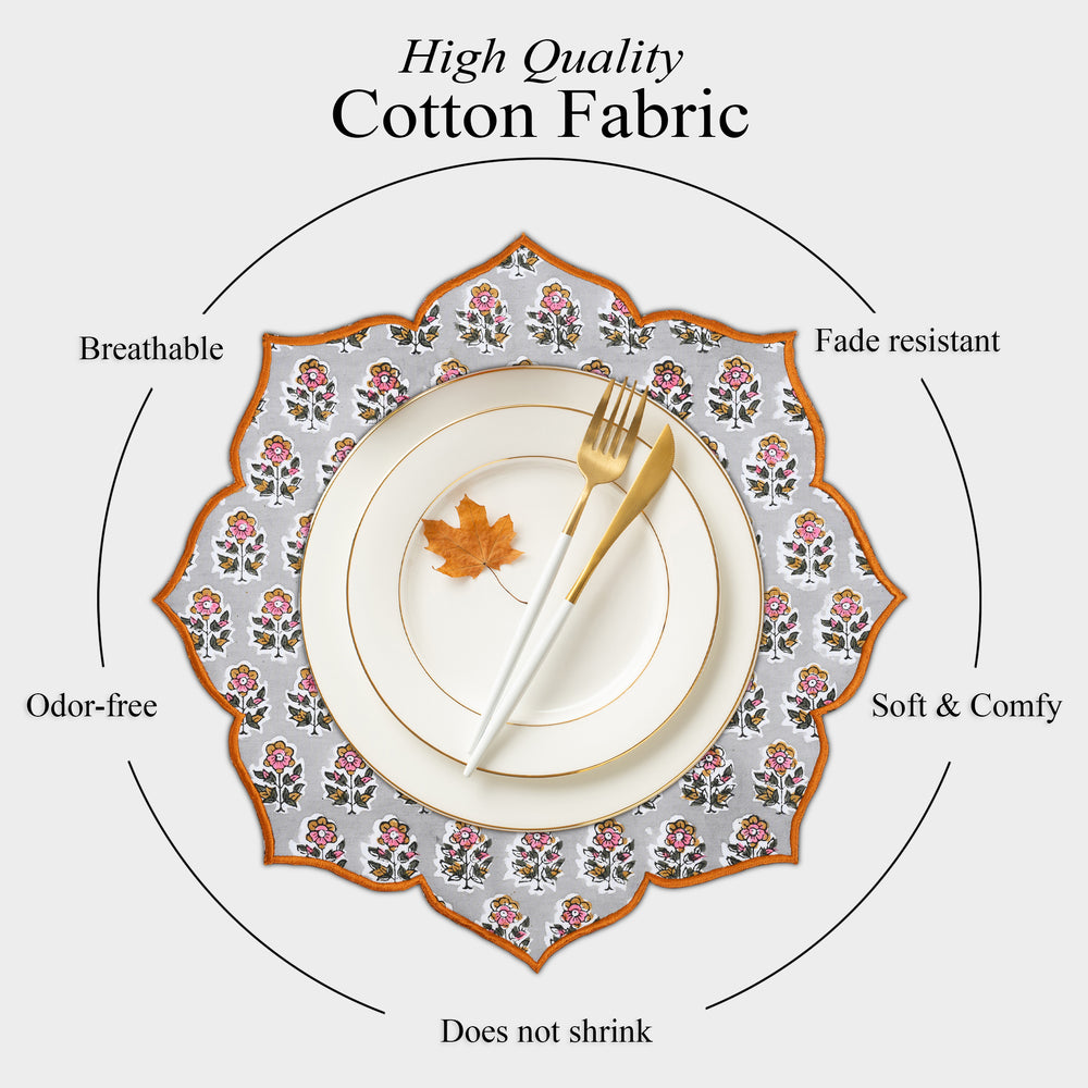 Understated elegance with labra gray scalloped cotton placemat