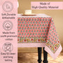 Poppy Pink Cotton Tablecloth on Farmhouse Table