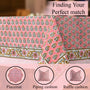 Poppy Pink Cotton Tablecloth on Farmhouse Table
