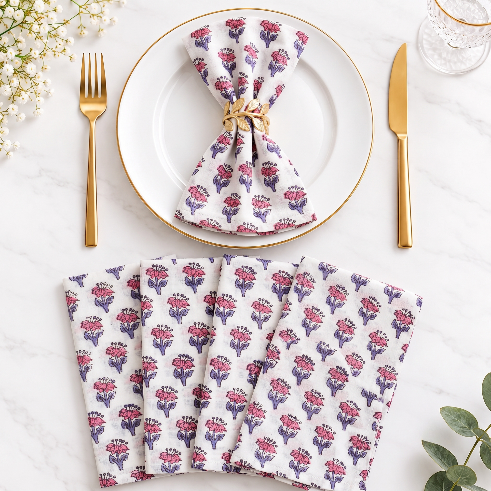 Cotton Cloth Napkins - Pink Sapphire