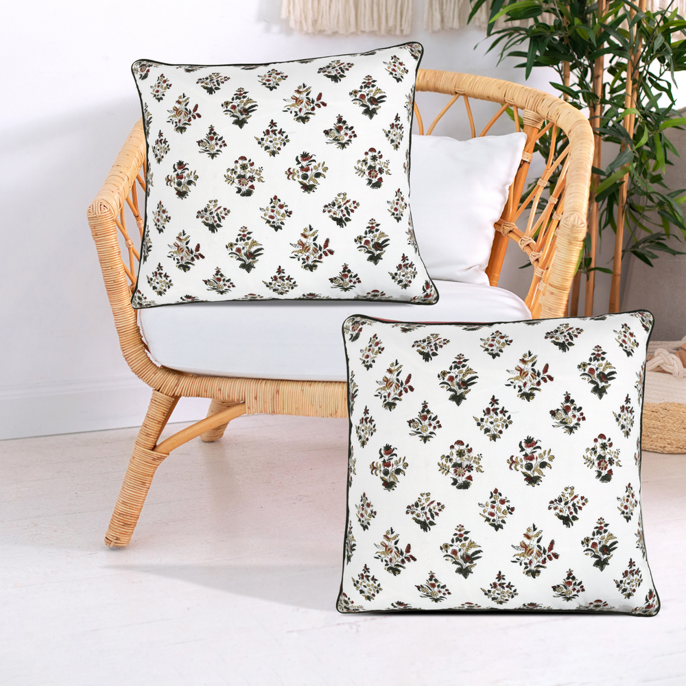 Piping Throw Pillow Covers - Forest Green (Set of 2)