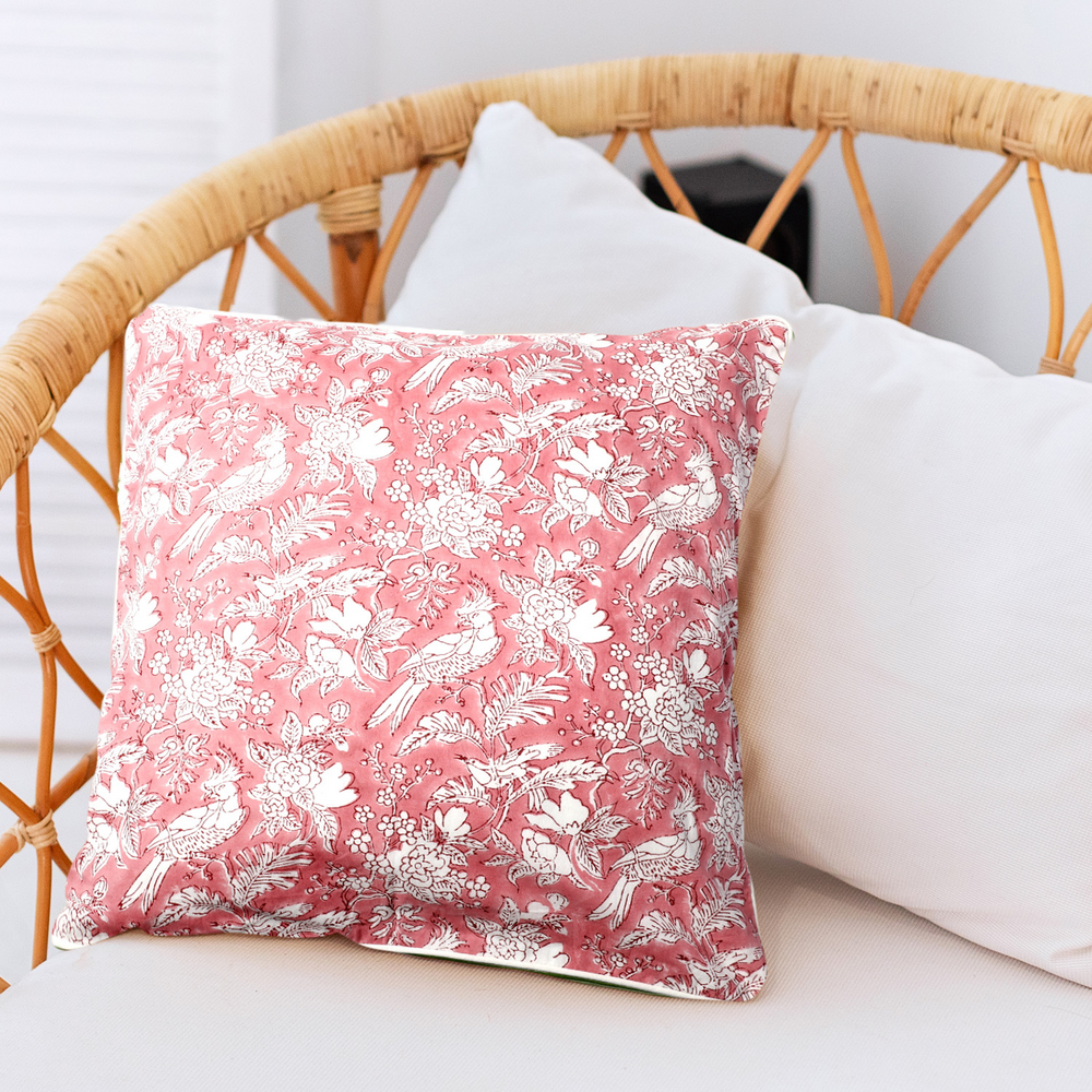 Piping Throw Pillow Covers - Coral Pink (Set of 2)
