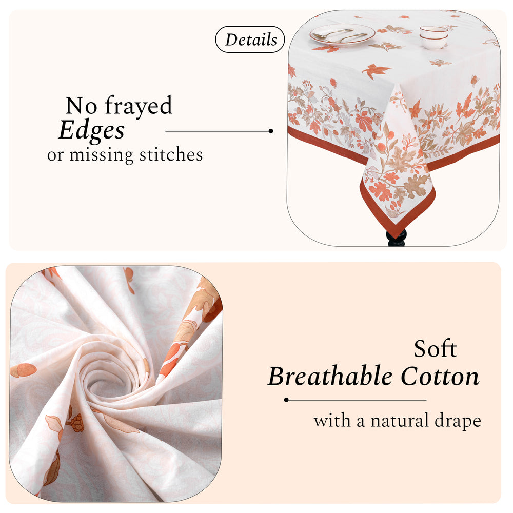 Cotton Printed Tablecloth - Fall Botanical Brown