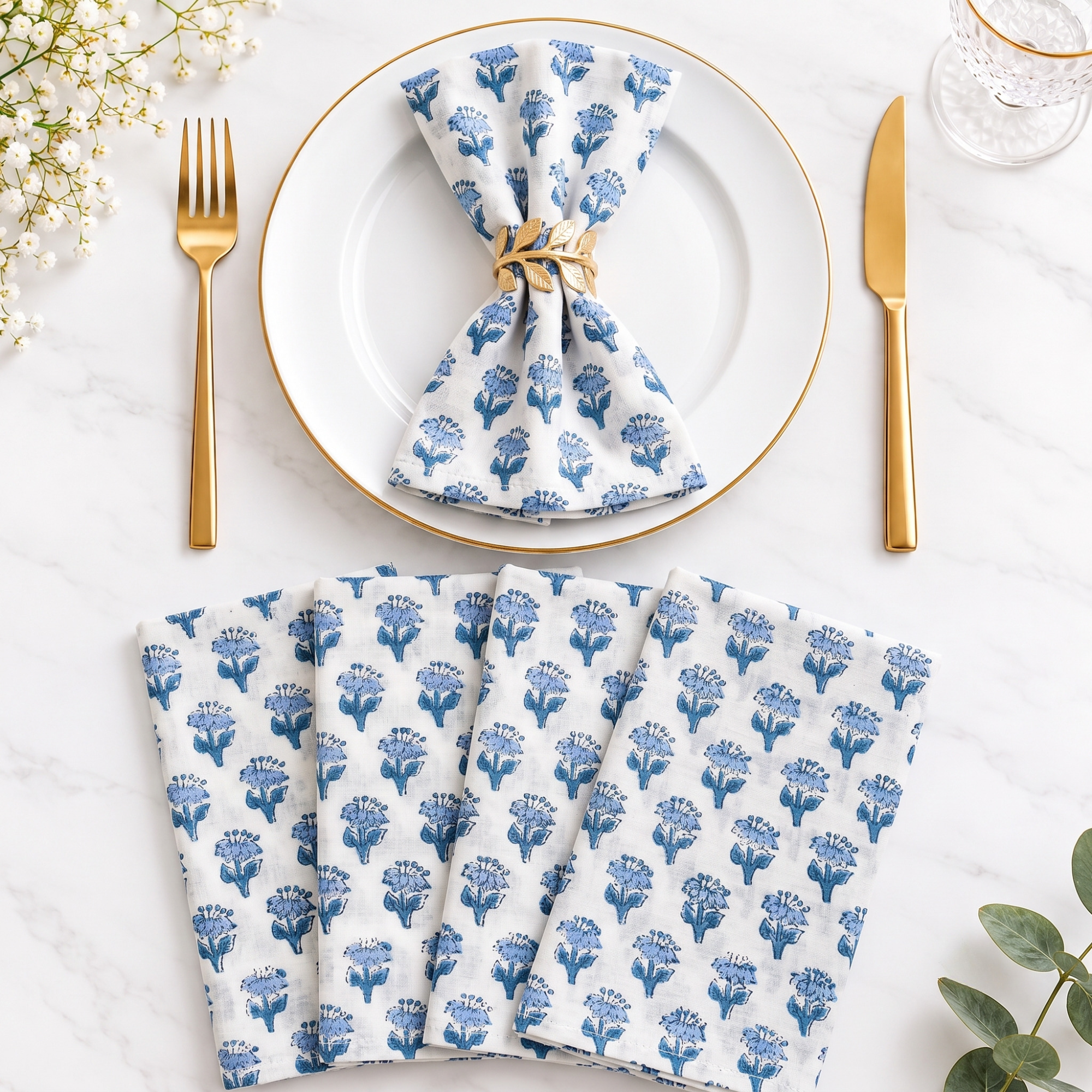 Cotton Cloth Napkins - Apatite Blue
