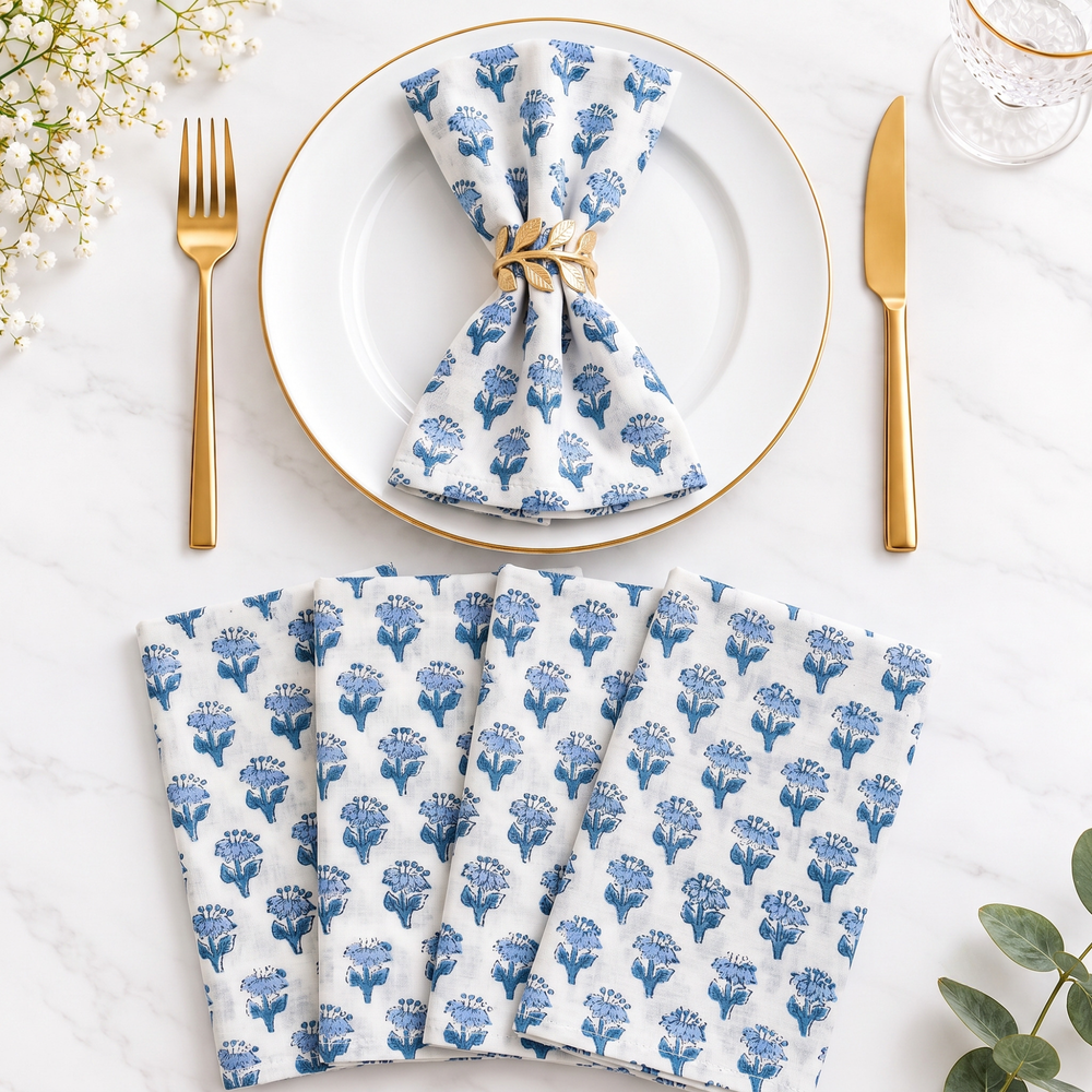 Cotton Cloth Napkins - Apatite Blue