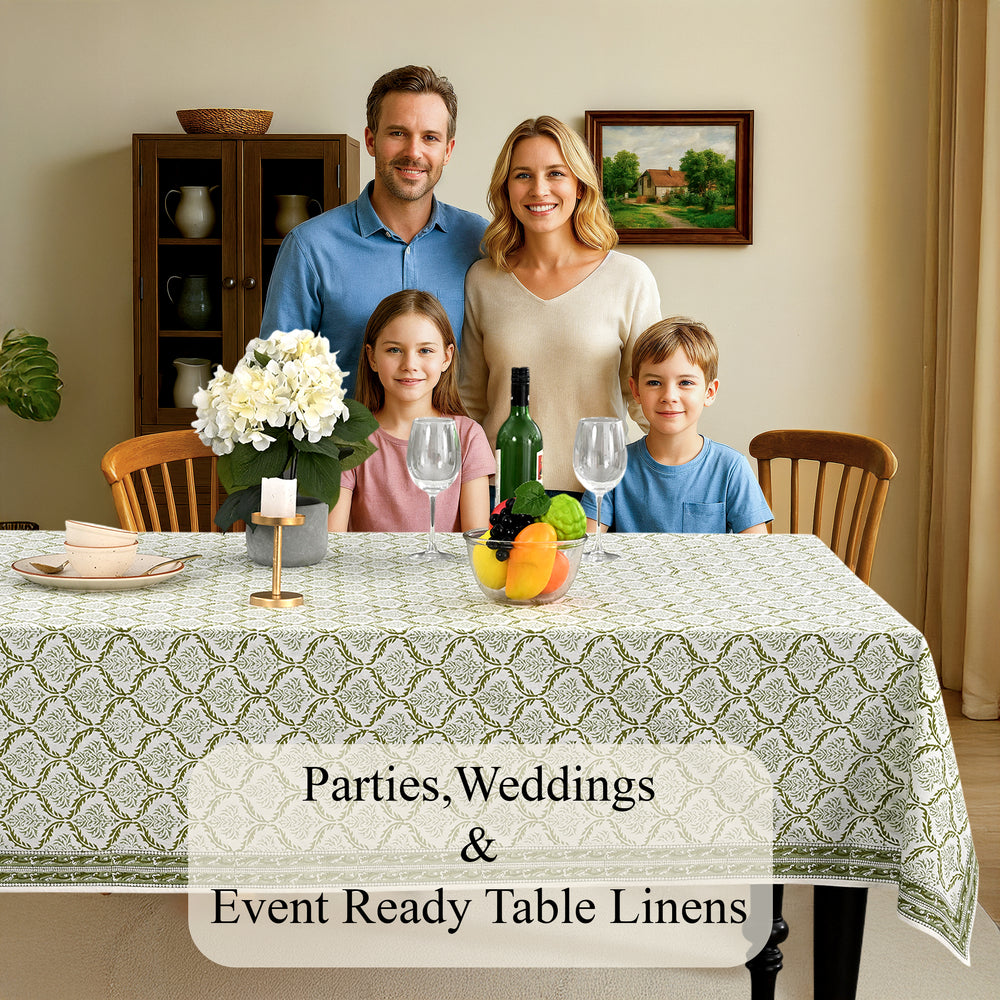 Cotton Block Print Tablecloth – Fern Regal