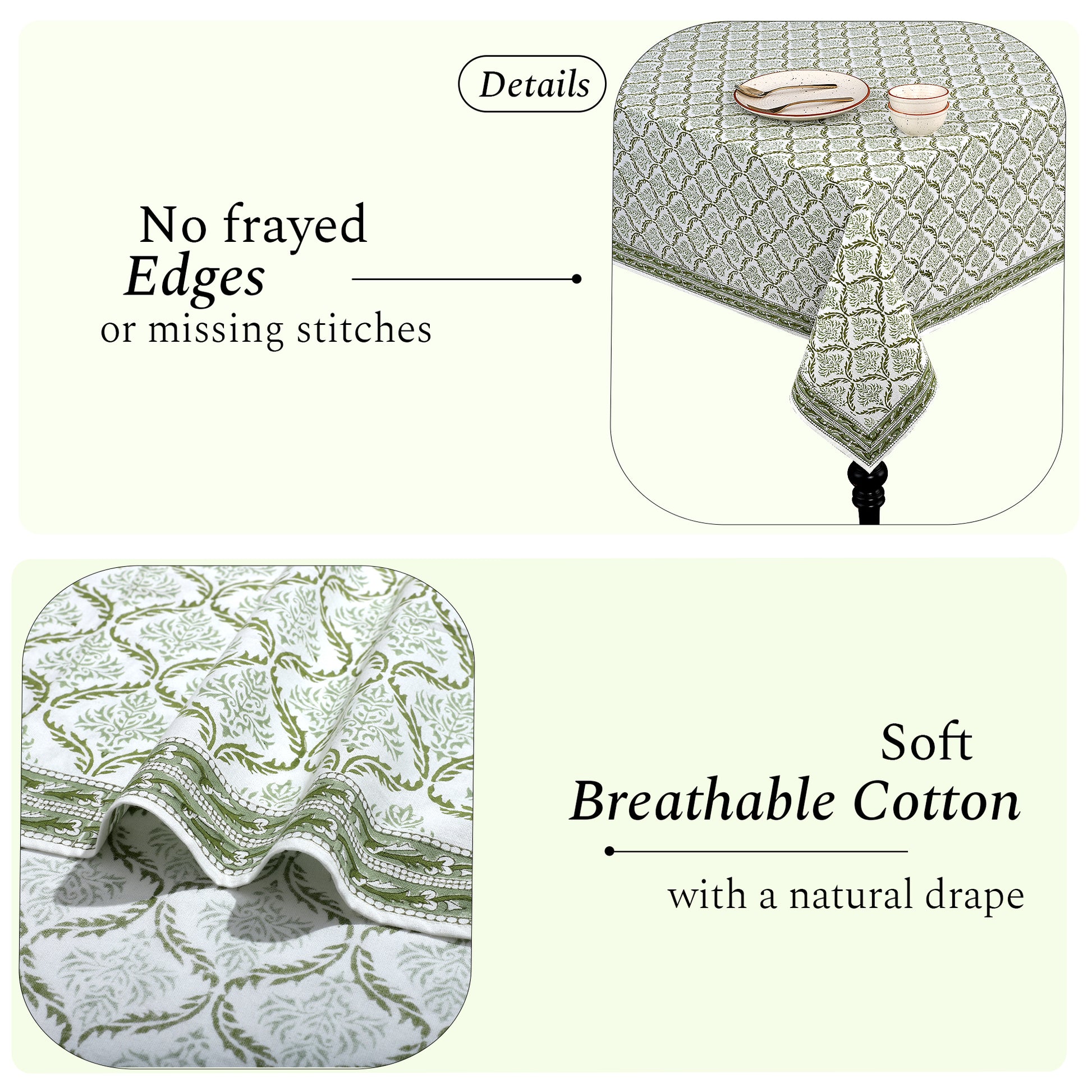 Cotton Block Print Tablecloth – Fern Regal