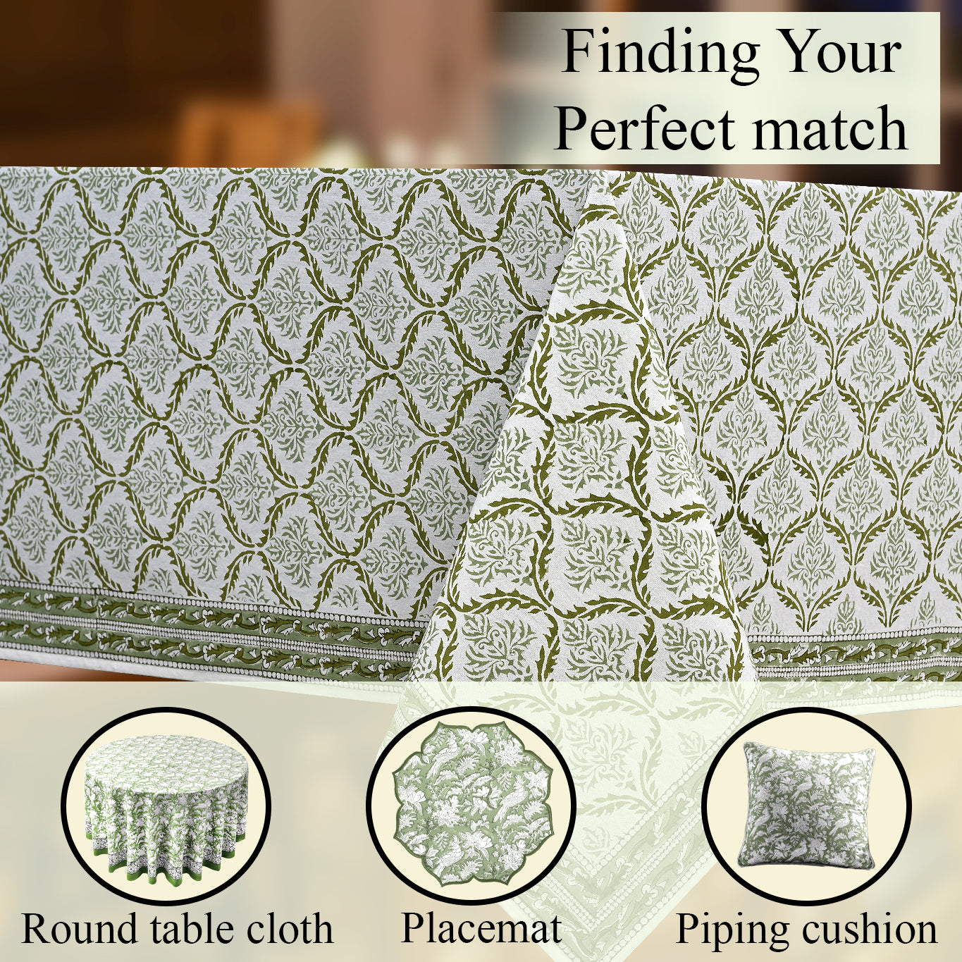 Cotton Block Print Tablecloth – Fern Regal