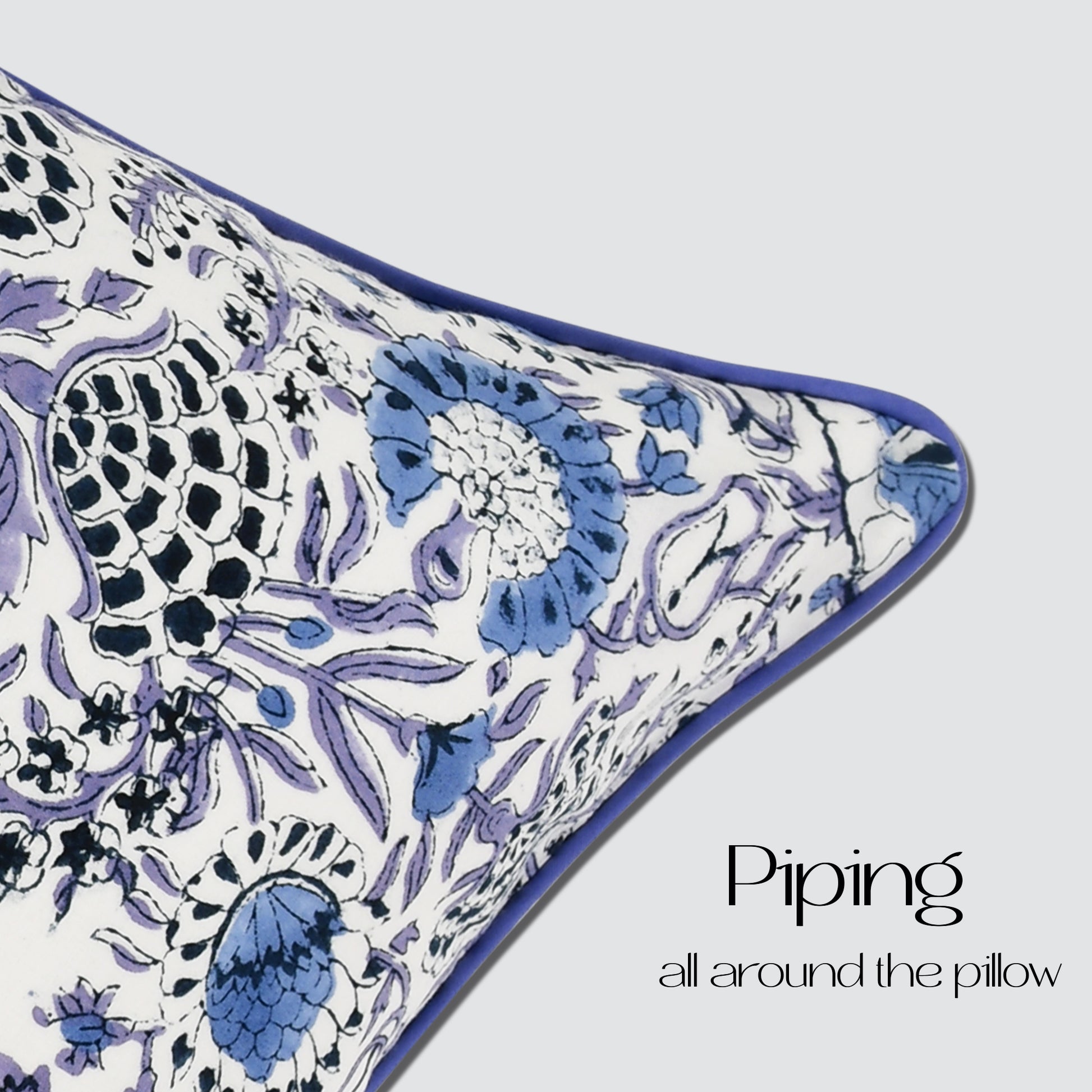 Piping Throw Pillow Covers - Aqua Blue