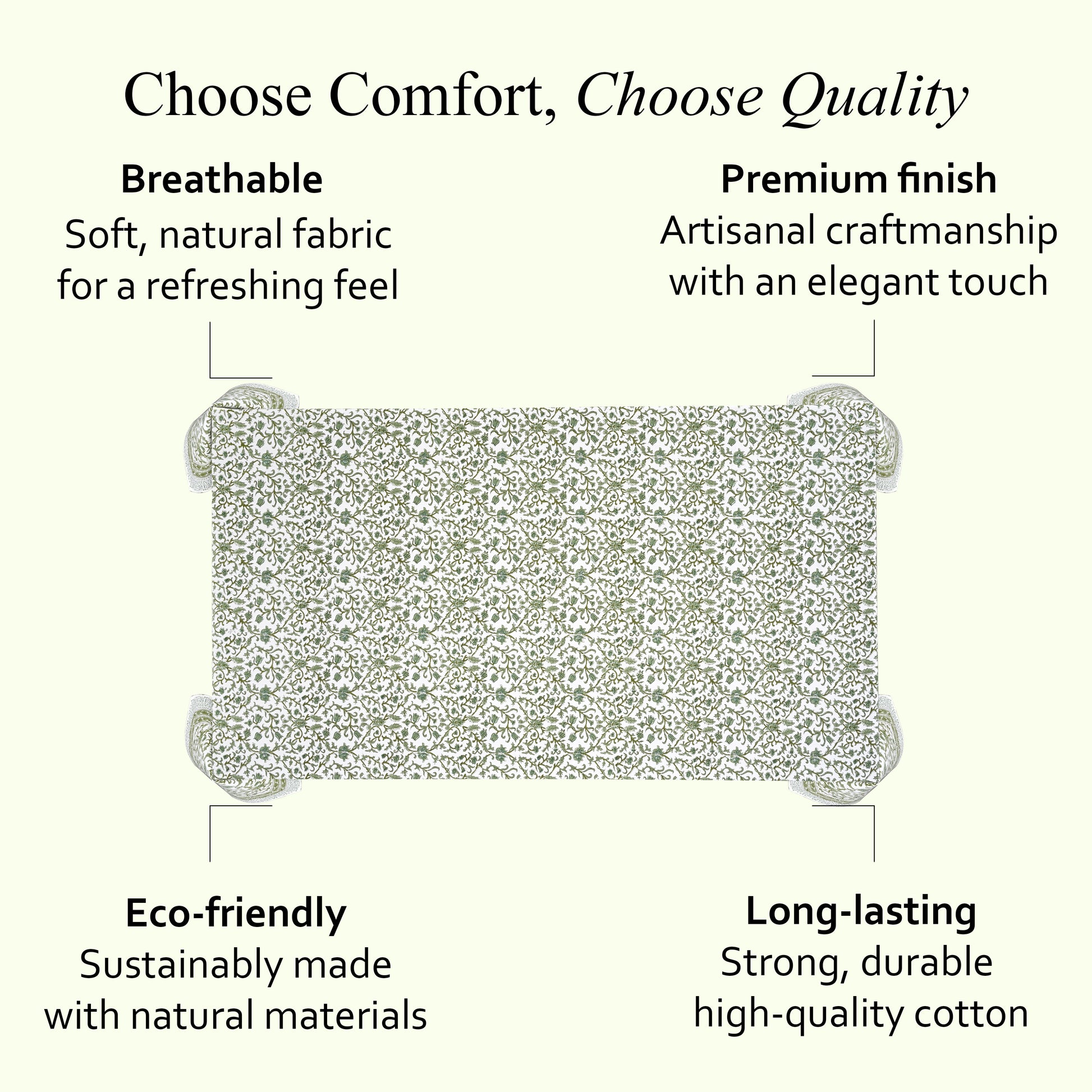 Cotton Block Print Tablecloth – Meadow Vine