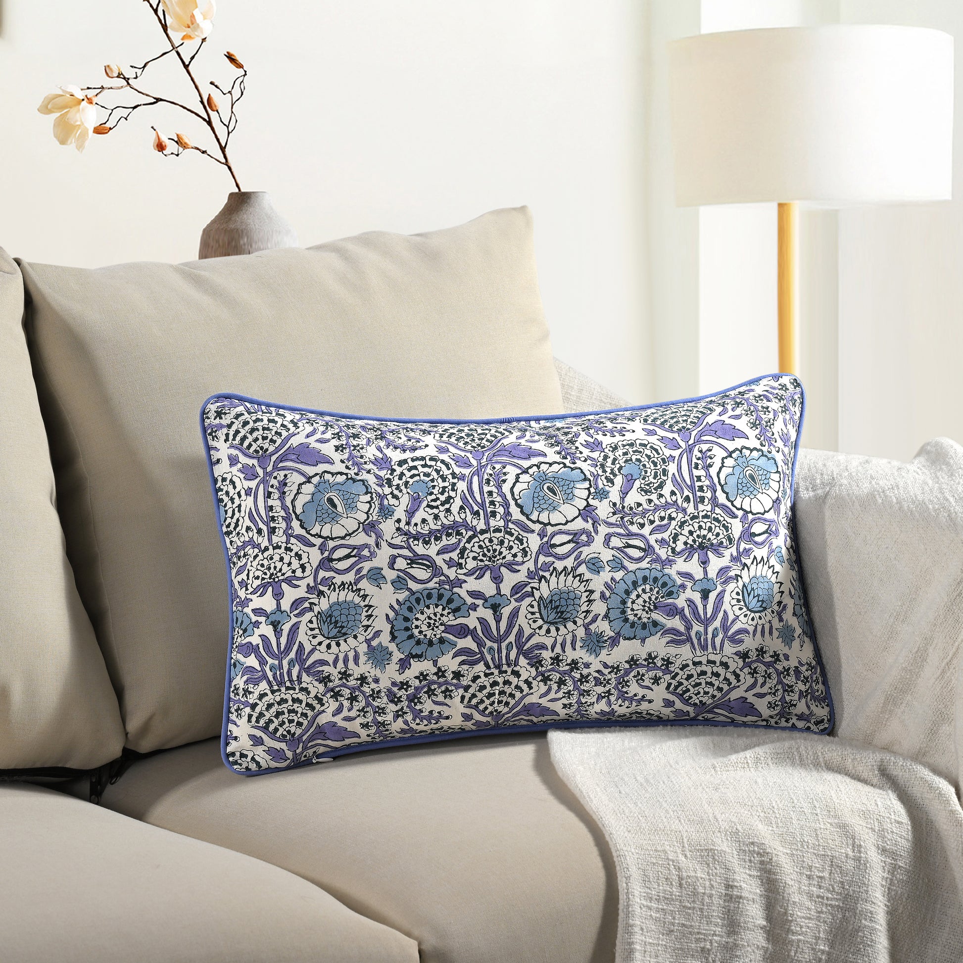 Piping Throw Pillow Covers - Aqua Blue
