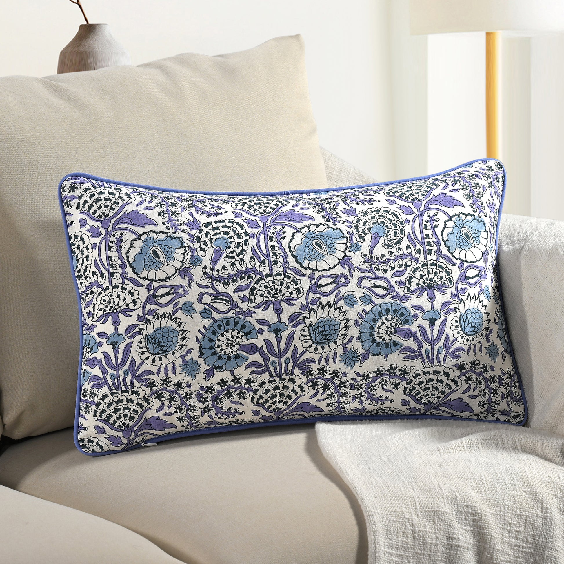 Piping Throw Pillow Covers - Aqua Blue
