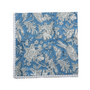 Single flat lay of blue and white floral cotton napkin.


