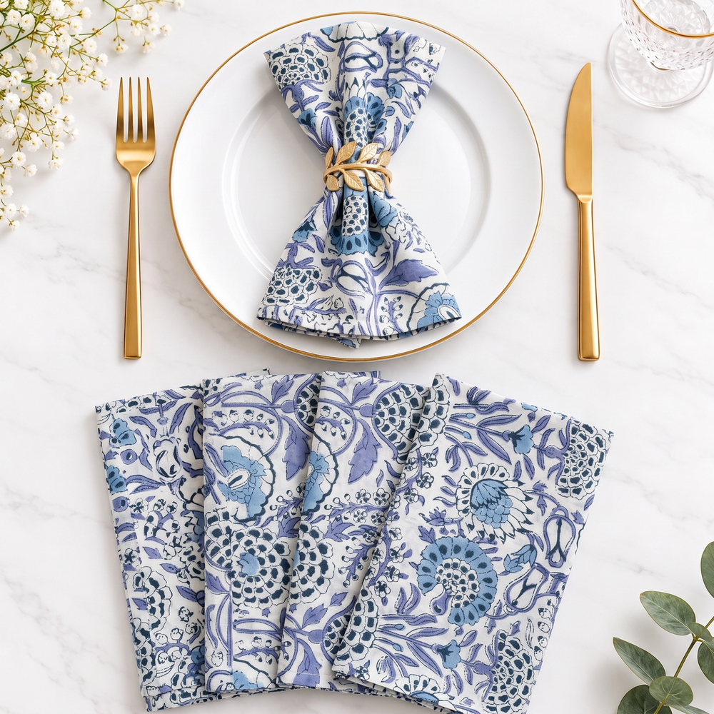 Cotton Cloth Napkins - Indigo Blue
