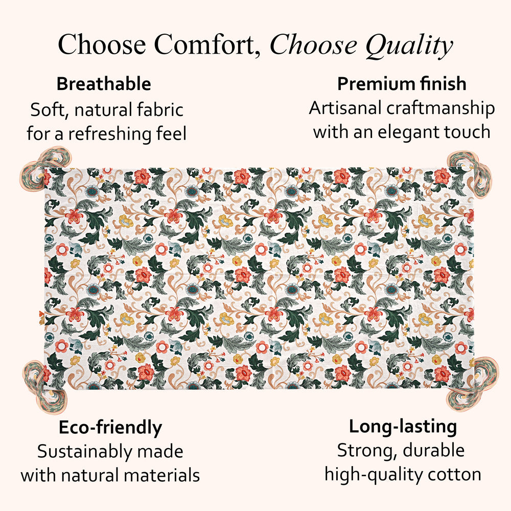 Cotton Printed Tablecloth - Camellia Green