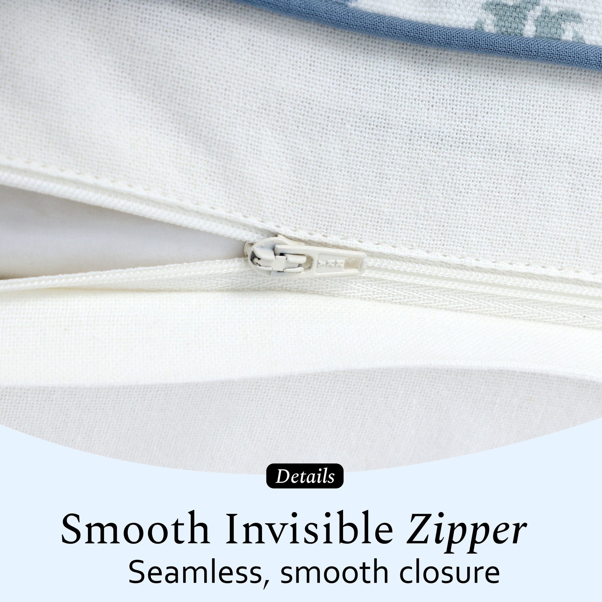 Boho Cotton Pillow Covers - Botanical Trellis Blue