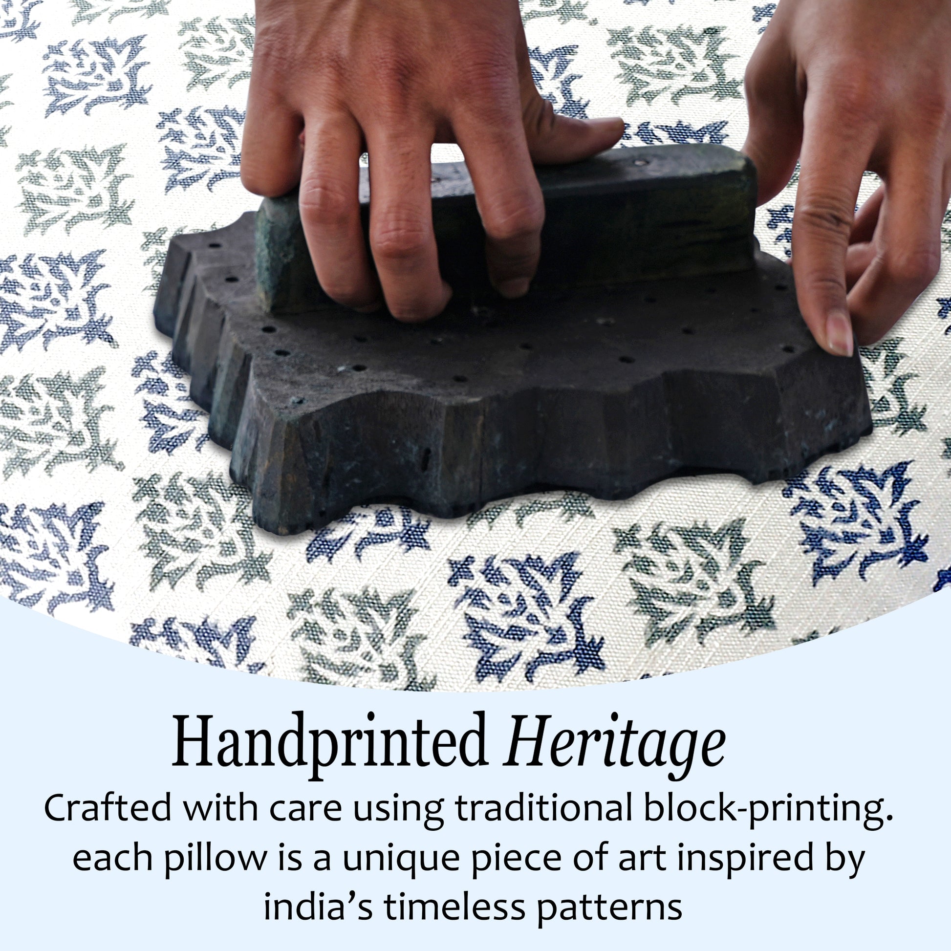 Boho Cotton Pillow Covers - Botanical Trellis Blue