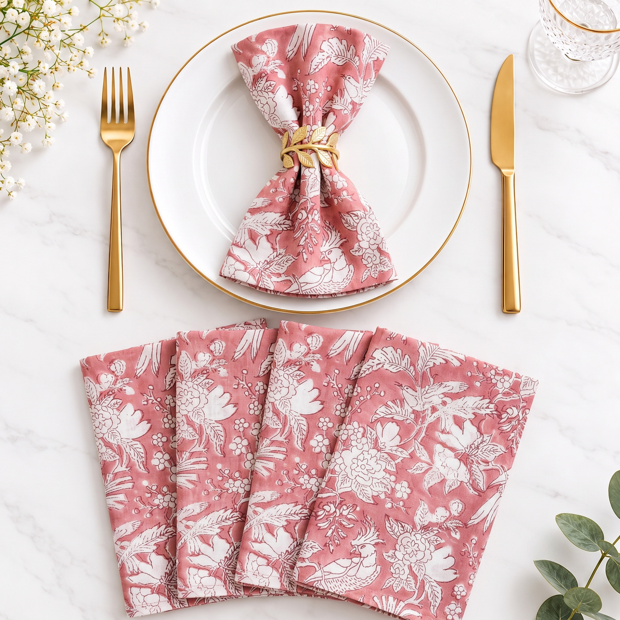 Cotton Cloth Napkins - Coral Pink