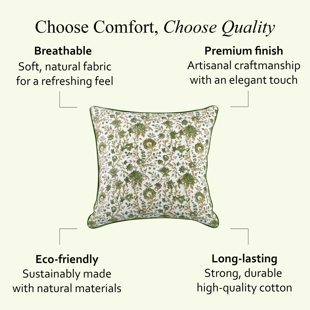 Boho Cotton Pillow Covers - Vintage Garden Green