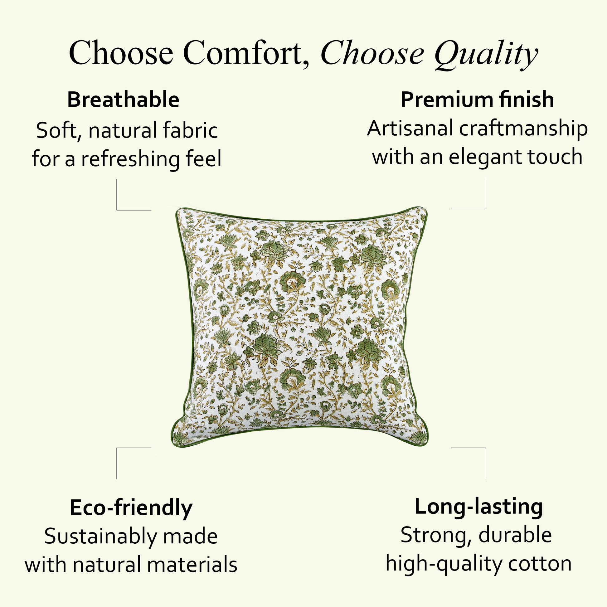 Boho Cotton Pillow Covers - Vintage Garden Green