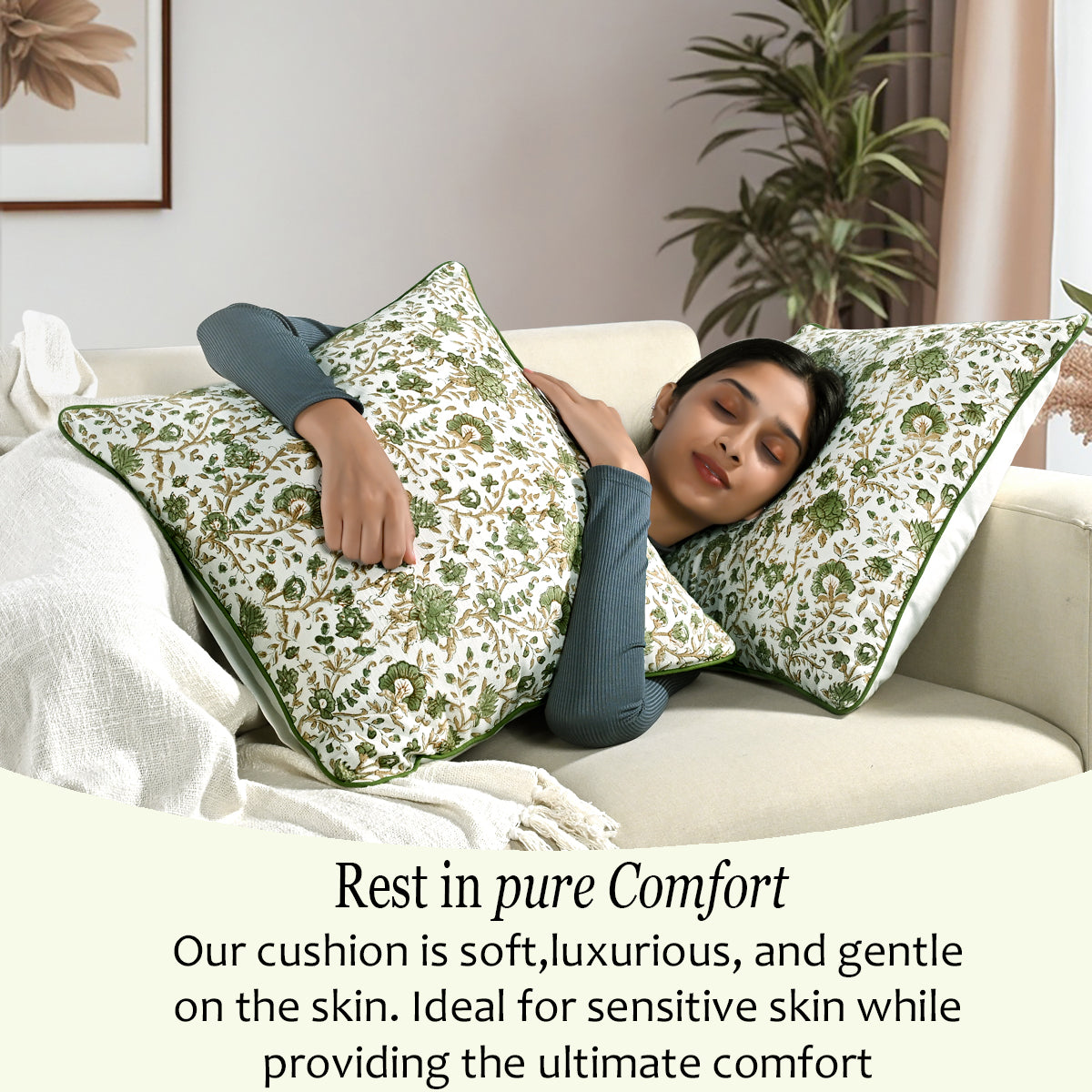 Boho Cotton Pillow Covers - Vintage Garden Green