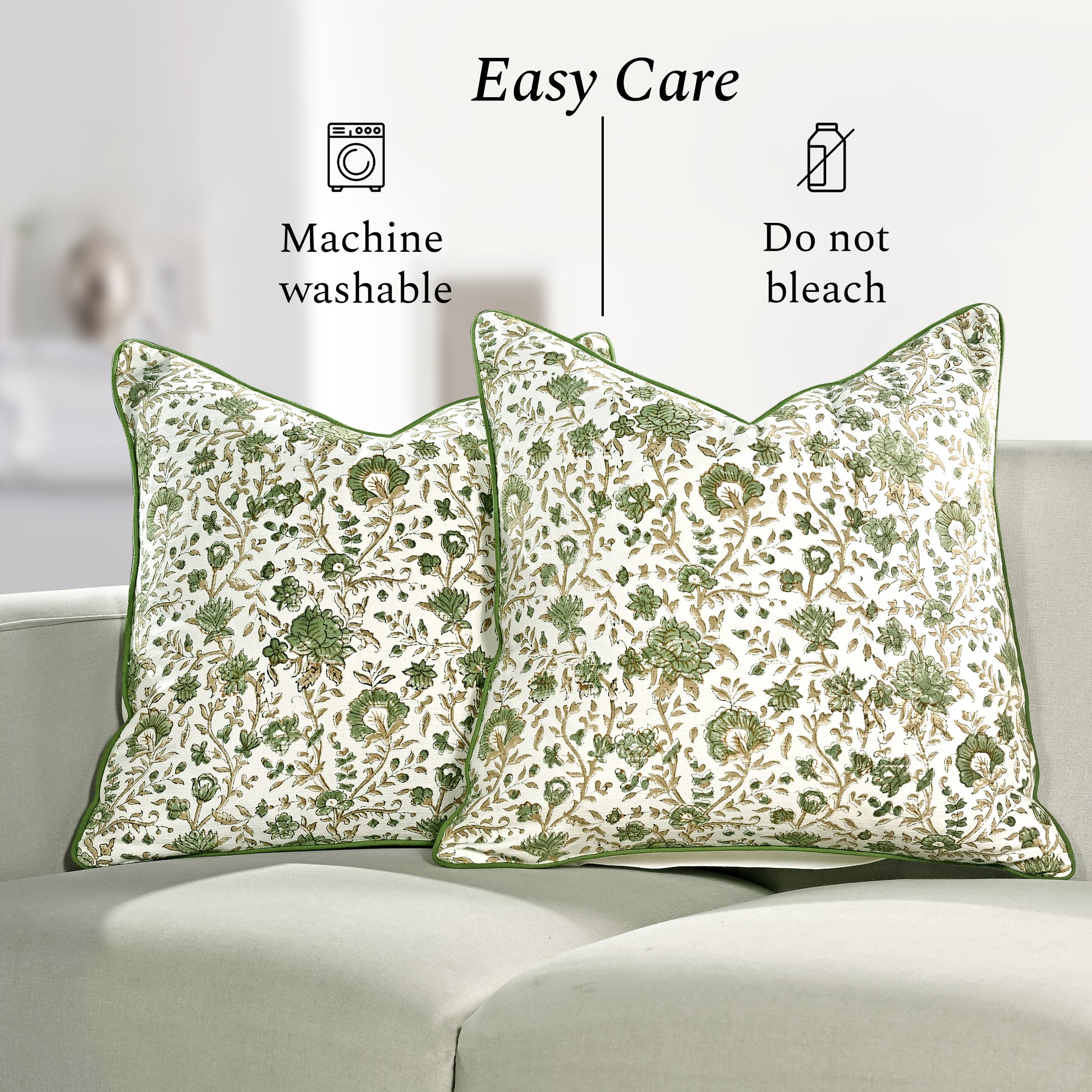 Boho Cotton Pillow Covers - Vintage Garden Green