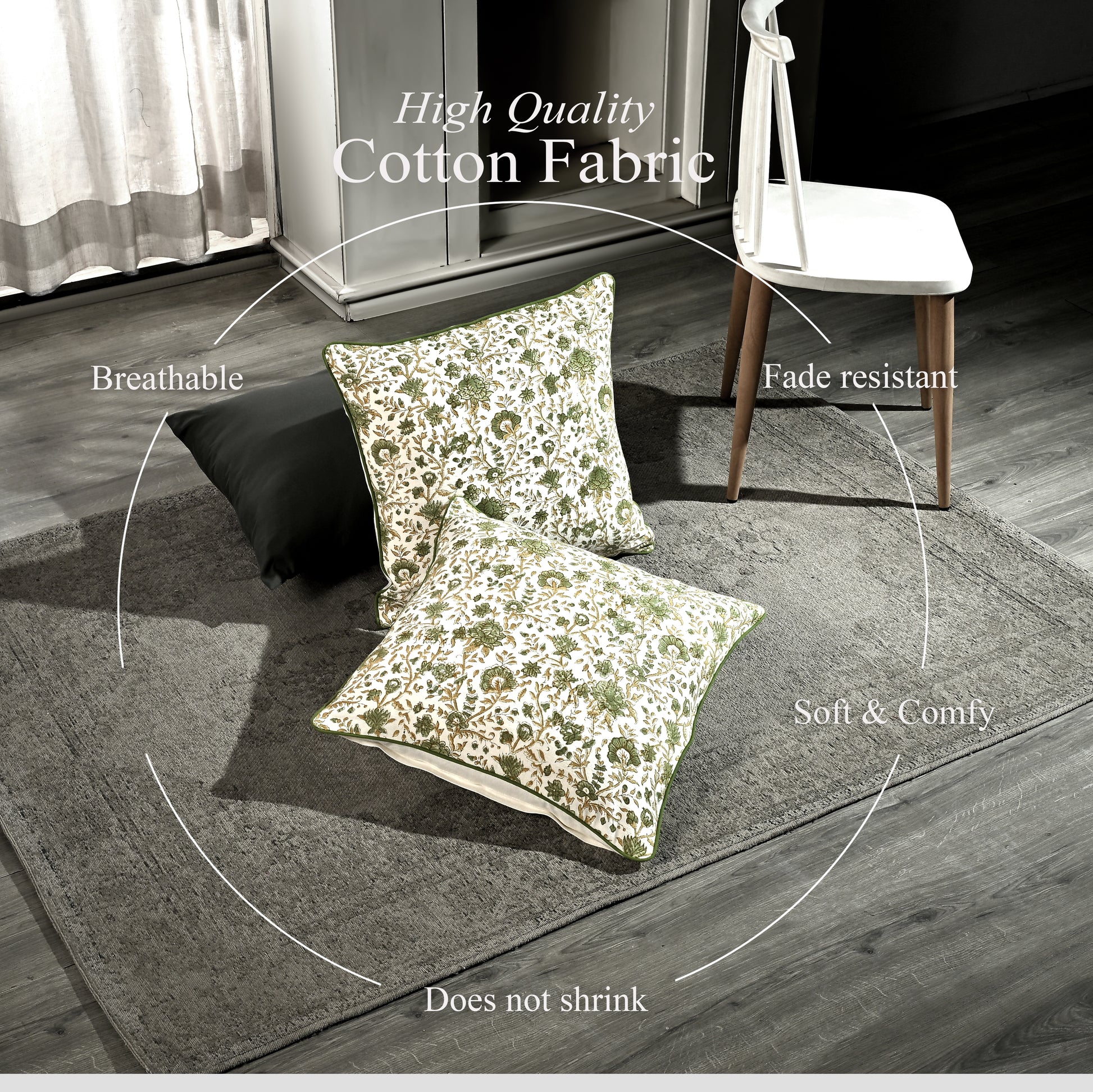 Boho Cotton Pillow Covers - Vintage Garden Green