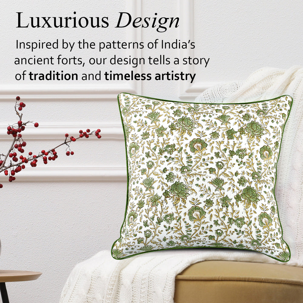 Boho Cotton Pillow Covers - Vintage Garden Green